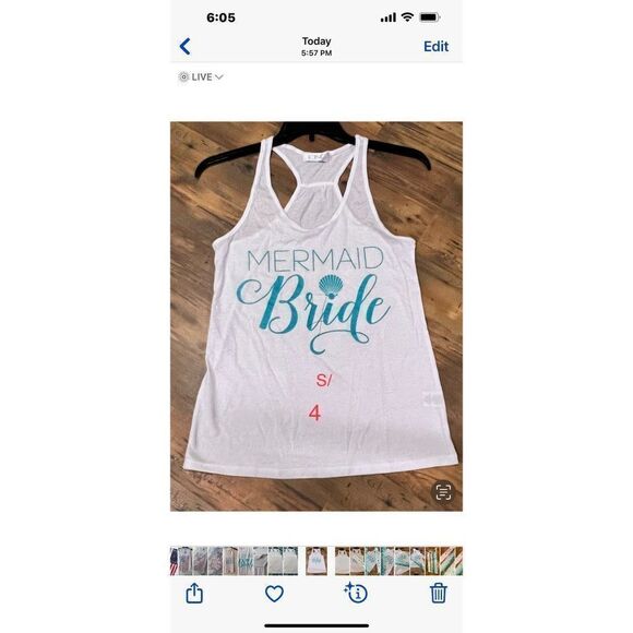 Mermaid Bridal Tank Top S/M Mermaid Bride * Mermaids* & Bride Sash Available‎ - Picture 5 of 7